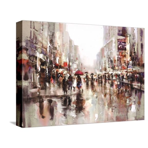 Art.com City Rain 2 Stretched Canvas Print Wall Art by Brent Heighton, 16" x 12"
