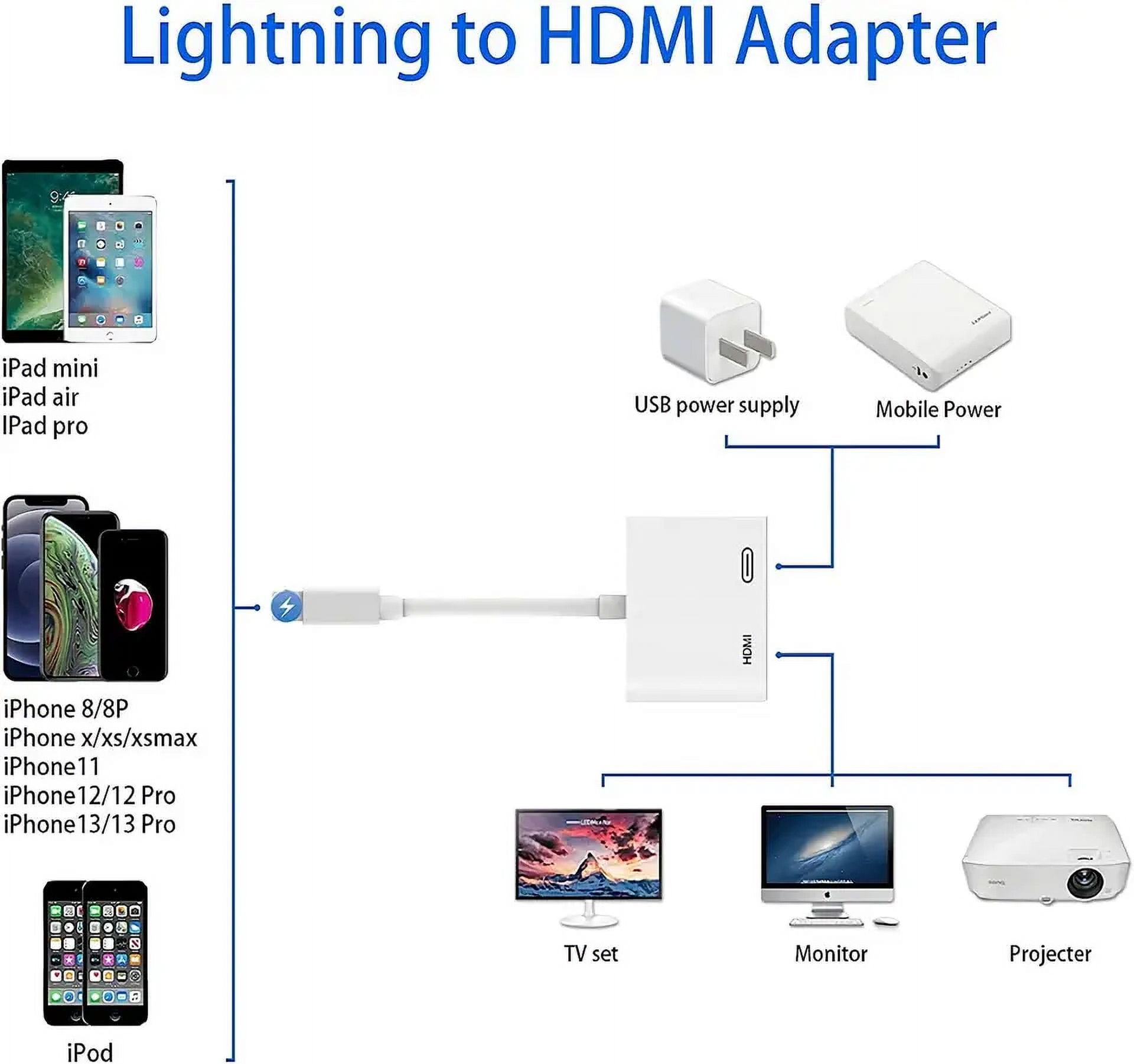 Adaptador Pour Iphone 12 Pro Max Mini X Xs Ipad To Tv Compatible