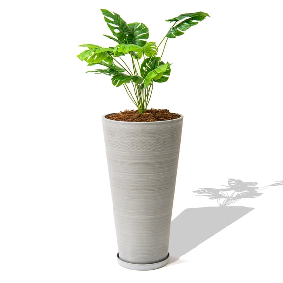XBrand Modern 28-Inch Tall Tapered indoor and Outdoor, Gray Planter