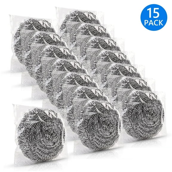 Tripumer 15 Pcs Premium Stainless Scrubber Stainless Steel Sponges Cleaning Ball for Kitchen Cleaner