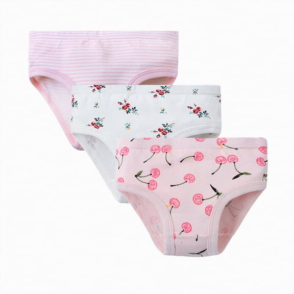 Gubotare Seamless Underwear for Girls Girls' Student Underwear of Cute Printed Baby Underwear for Small and Medium Sized Girls 3 Packs 18 24 Months (Pink,18-24 Months)