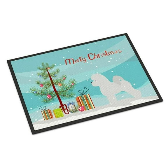 Bichon Frise Merry Christmas Tree Indoor or Outdoor Mat 18x27