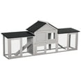 thumbnail image 1 of PawHut Large Rabbit Hutch Wood Bunny Cage Outdoor Guinea Pig House with Double Runs Slide Out Tray Ramps, 83"x18"x33", Grey, 1 of 10