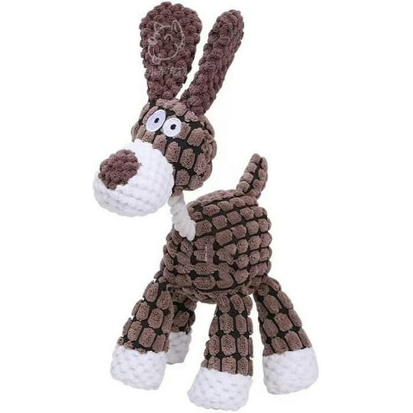 ERDS-Plush ChewToys with Squeakers, Cute Soft Dog Toys for Teeth Cleaning, for Indoor Puppies and Senior Pups, Plush No Mess Chew and Play (Brown Dog)