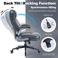 thumbnail image 3 of High Back Office Chair with Lockable Wheels, 400lbs Large Fabric Executive Desk Chair, Adjustable Lumbar Support Flip up Arms, Ergonomic Home Office Computer Chair with Storage Pocket, Grey, 3 of 9