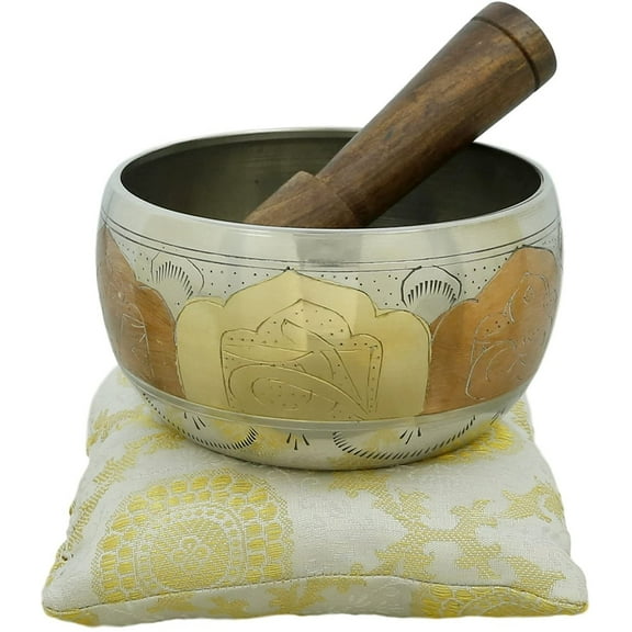 Ajuny Beautiful Tibetan Buddhist Singing Bowl for Meditations and Sound Healing 4 inch