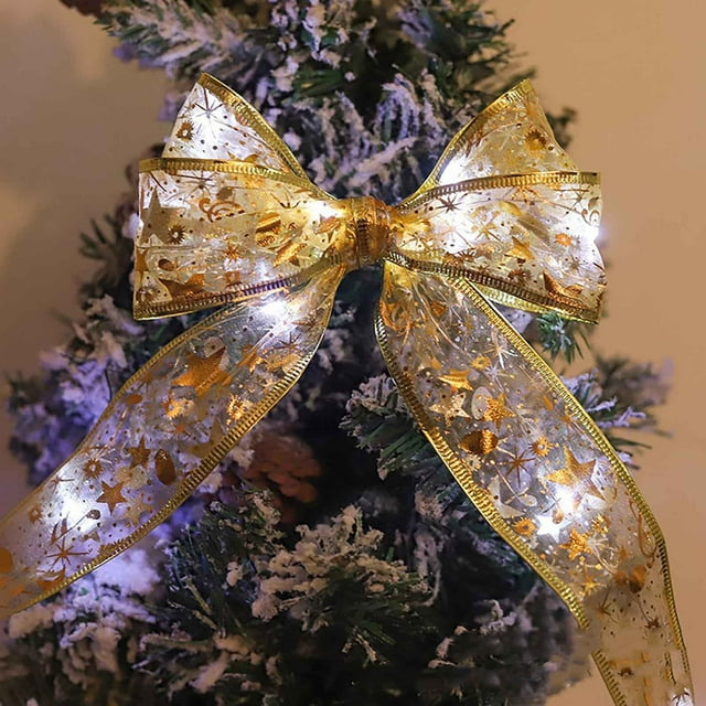 Christmas String Lights,Christmas Tree String Lights,Christmas String Lights Outdoor Indoor,Christmas Decoration LED Ribbon Lights Christmas Tree Ornaments DIY Lace Bow String Lights Decoration
