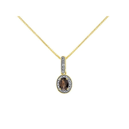 - Diamond & Smoky Quartz Pendant Necklace in 14K Yellow Gold With 18