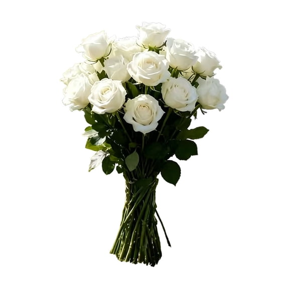 White Roses Artificial Flowers, Real Touch Fake Flowers with Stems for Home Decor, Bridal Wedding, Party, Mother's/Valentine's Day Gifts, Faux Flowers for Monument GraveStone Decor(White,19.7x5.9")