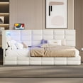 thumbnail image 3 of Upholstered Twin Size Daybed with LED Lights and Charging Station – Beige/Grey Storage Daybed Frame with 2 Drawers, No Box Spring Required, 3 of 18