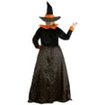 thumbnail image 2 of Women's Plus Size Sparkling Orange Witch Costume, 2 of 8