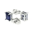 thumbnail image 2 of Clara Pucci 2Ct Blue Sapphire Emerald Cut VVS1 Push Back Stud 14k Solid hypoallergenic Gold Designer Earrings For September, 2 of 7