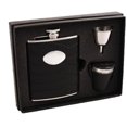 thumbnail image 1 of Noir Black Crocodile Leather 6 oz Deluxe Flask Gift Set, 1 of 1