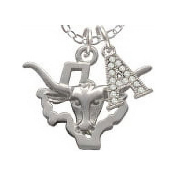 Longhorn - Texas - A - Crystal Initial Sophia Necklace, 18" 1"