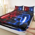 thumbnail image 3 of Feelyou Gaming Controller Kid Twin Sheet Sets, Futuristic Game Consloe Twin Fitted Sheet, Honeycomb Abstract Blue Flat Sheet, Lightweight Room Decor, 3 Pieces, 3 of 7