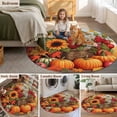 thumbnail image 5 of Round Rugs 3Ft, Orange Pumpkins Fall Round Area Rug Washable Indoor Throw Carpet, Watercolor Sunflower Botanical Small Non Slip Circle Rug for Bedroom Living Room Home Decor Aesthetic, 5 of 8