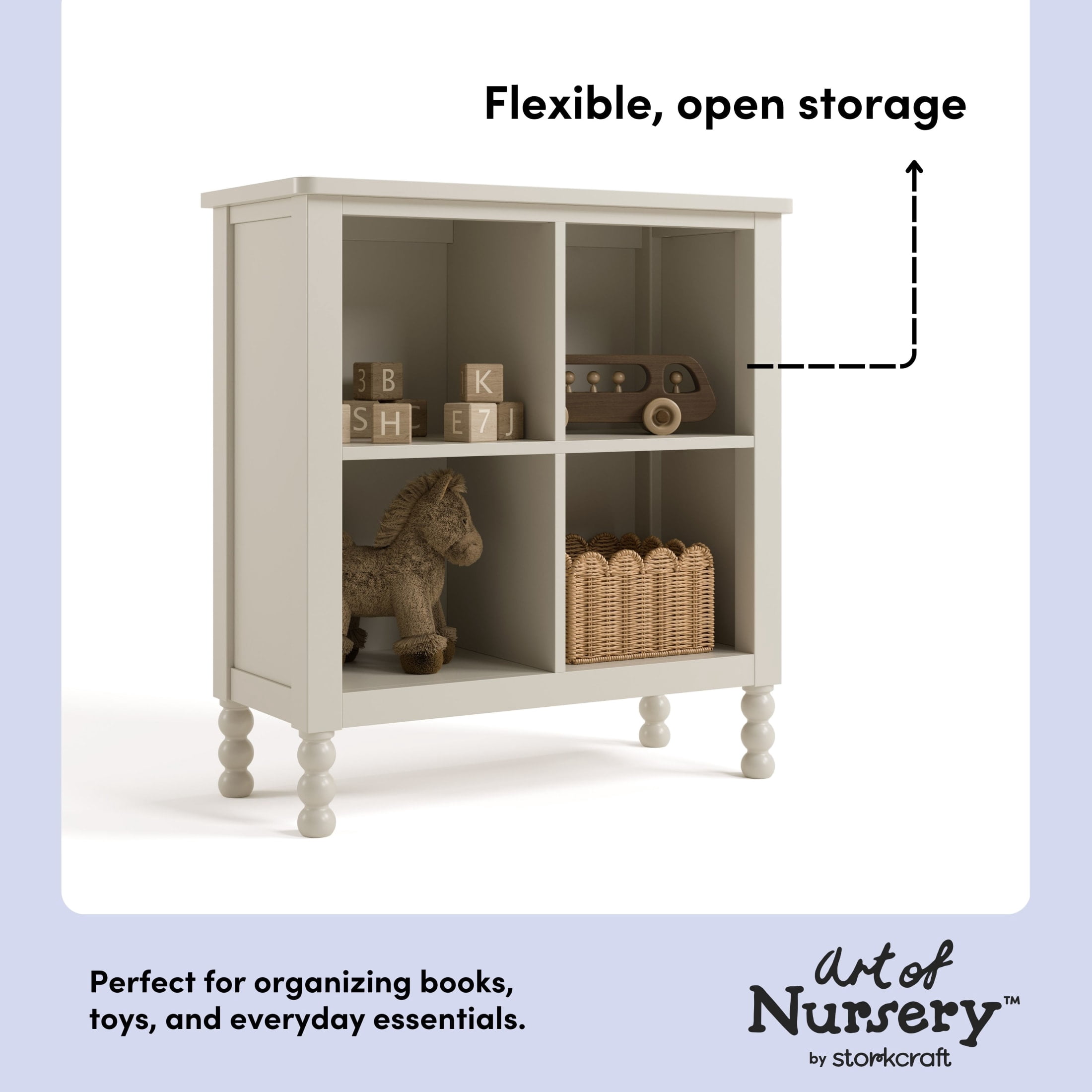 Art of Nursery by Storkcraft Rio 4 Cube Storage Organizer Kids Bookcase - Frosted Oat