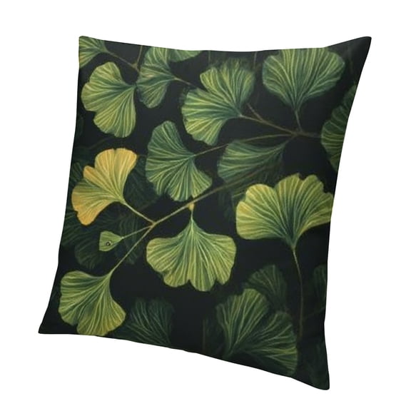 Autua Green Leaves Yellow Flower Pillow Case Short Plush Home Decor 12x12in