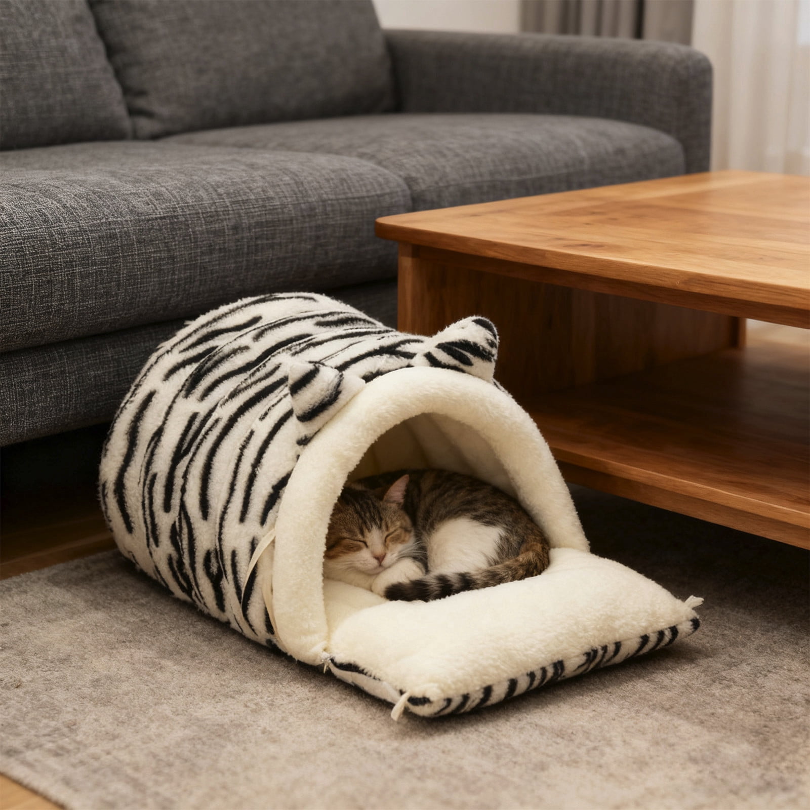 Kbndieu Dog House Indoor Breathable Soft Puppy Cave Sleeping Nest Cat House Kennel Pet Bed Mat for Small Dogs Cats