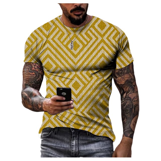 Nouveau T-Shirt d'Été Mode Personnalité Impression 3D pour Hommes Manches Courtes Décontracté Confortable Classique Rétro Col Rond Grande Taille
