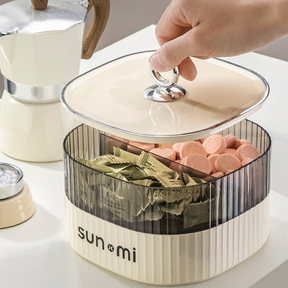Konghyp Divided Serving Tray With Lid - Organize And Serve Your Snacks With This Convenient Plastic Food Organizer, Perfect For Fruits, Sweets, Nuts, Crackers, And Snacks.