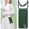 thumbnail image 2 of Crossbody Lanyard Phone case for iPhone 15 6.1 inch, Silicone Phone Cover with Adjustable Necklace Strap Soft Belt Neck Cord Lanyard Shockproof Protective Case - Deep Green, 2 of 14