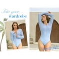 thumbnail image 2 of RELLECIGA Women's Rash Guard Long Sleeve Women Tummy Control Zipper One Piece Swimsuit Sexy Monokini Blue Bathing Suits Size S, 2 of 9
