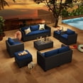 thumbnail image 6 of ClouddWell 7 Seat Outdoor Patio Furniture Set, Patio Conversation Sets with Thick Waterproof Cushions & Storage Coffee Table(Blue), 6 of 7