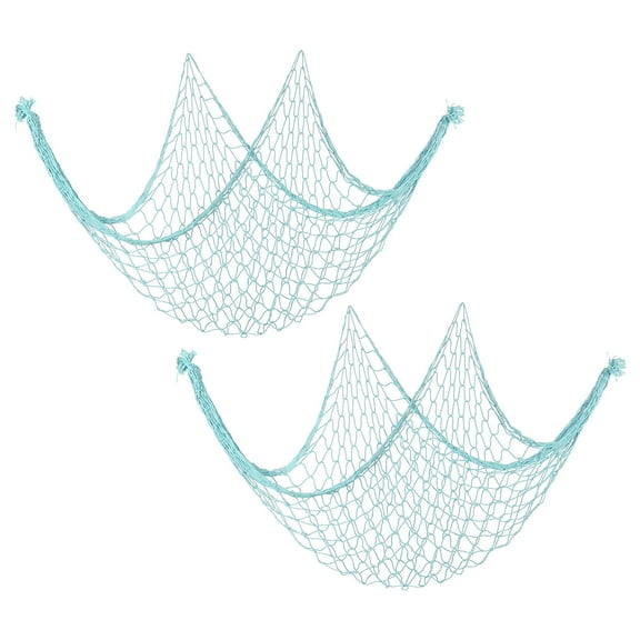 Uxcell Fishing Net Decor, 2 Pack 80" x 40" Fish Net Decor Party Accessory, Blue