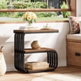 thumbnail image 2 of Tribesigns 3-Tier Nightstand, Narrow Bedside Stand, Industrial Vintage End Table for Bedroom, Living Room, or Small Spaces, Accent Side Table with Metal Frame, Rustic Brown (Set of 2), 2 of 21