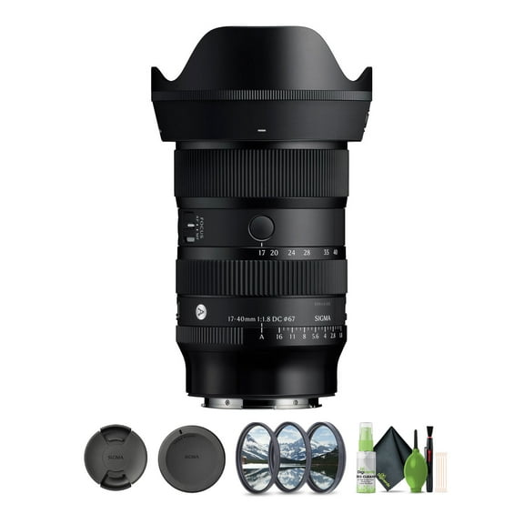 Sigma 17-40mm f/1.8 DC Art Lens L-Mount (214969) Bundle. The Ideal Lens for Professional Portraits, Weddings Indoor/Outdoor Adventure, Wildlife, Travel, Sarfari, Vacation, Photo use   Accessories