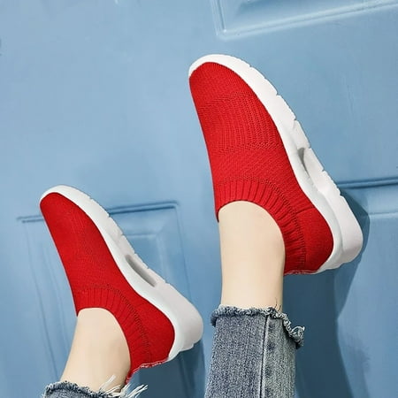 

Daznico Sneakers for Women Women s Flying Woven Breathable Non Soft Soled Shoes A On Socks Shoes Casual Shoes Women s Fashion Sneakers(Color:Red Size:7.5)