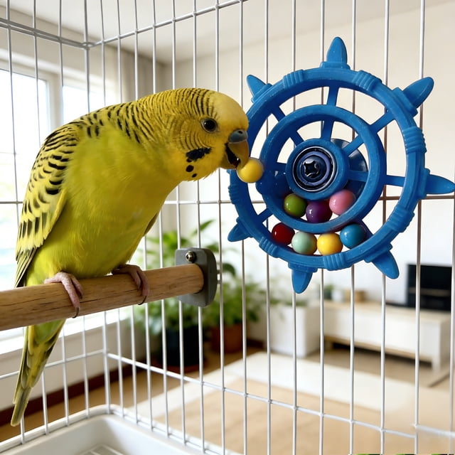 Bird Play Rotating Chewing Gadget Cage With Movement Parrot Entertainment Item With Material Sparrow Parrot Companion (5 Color)