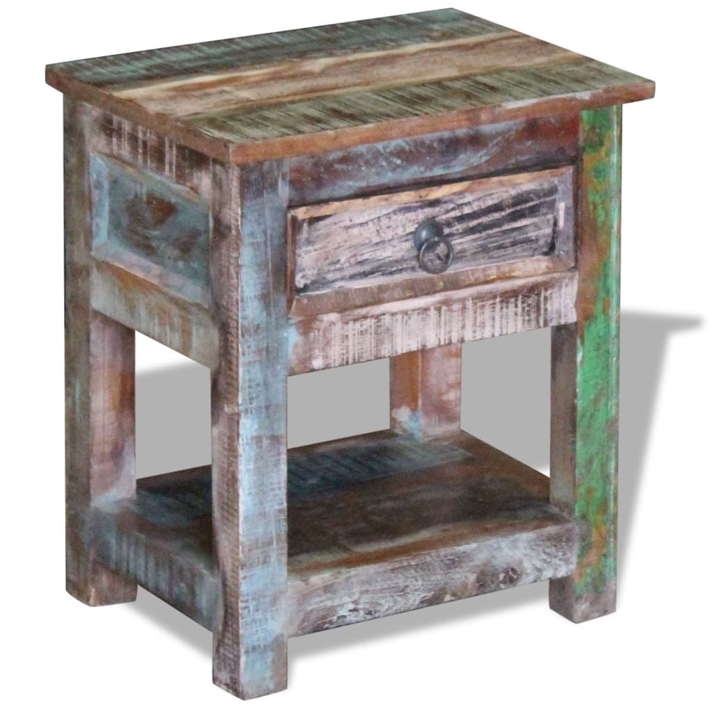 Kepooman Modern Rectangle Reclaimed Wood Side End Storage Stand with 1 Drawer, 17" x 13" x 20", Brown Kepooman Modern Rectangle Reclaimed Wood Side End Storage Stand with 1 Drawer, 17" x 13" x 20", Brown