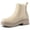 Beige, variant on Women's Chelsea Boots Chunky Heel Lug Sole Ankle Boots Elastic Side Slip-on Fashion Booties Black PU 9