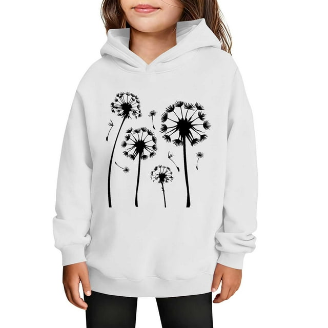 Hauts à Manches Longues pour Filles, Chandails à Capuche Décontractés à Manches Longues pour Enfants : Chandail en Molleton à Poche en Molleton Surdimensionné Chic