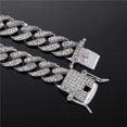thumbnail image 5 of FEEL STYLE Male 11MM Zircon Silver Plated Streamer Cuban Chain Necklace for Men Women 18", 5 of 5