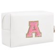 thumbnail image 1 of Bolsa de cosméticos con letras de chenilla organizador de maquillaje de gran capacidad bolsa de almacenamiento con cremallera estuche organizador de cosméticos para mujeres y niñas, 1 of 7