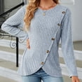 thumbnail image 2 of HKEJIAOI Chemises à Manches Longues en Polyester pour Femmes Col Rond Uni Blouses Habillées Tops Décontractés Manches Longues, 2 of 6