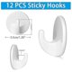 thumbnail image 2 of 12 Pcs Plastic Hooks Self Adhesive, Sticky Hooks Removable Wall Hooks,stick On Hooks For Hanging Co Ty, 2 of 5