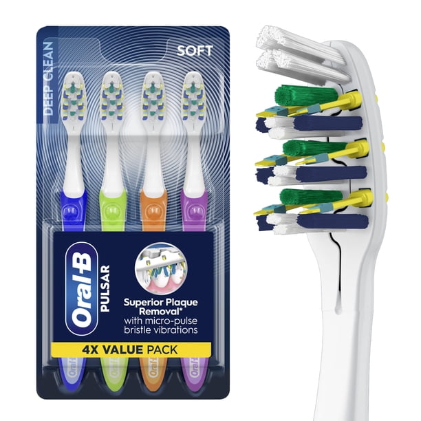 Cepillo de dientes Oral-B Pulsar suave vibratorio, paquete de 4