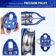 Greteefor Double Block and Tackle Pulley System with 100ft x 1/2in Rope, 7700lb Breaking Strength, 4:1 Lifting Ratio, Heavy-Duty Hoist for Lifting
