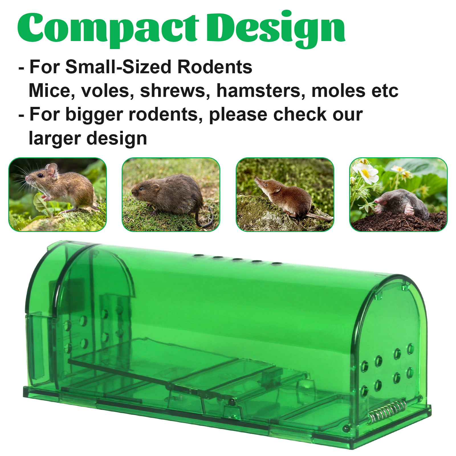 Original Humane Mouse Traps, Easy to Set, Kids/Pets Safe, Reusable for  Indoor/Outdoor use, for Small Rodent/Voles/Hamsters/Moles Catcher That  Works