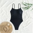 thumbnail image 4 of Huesdet Women's One Piece Swimsuit Ruched Tummy Control Square Neck Bathing Suits[Black,XL], 4 of 9