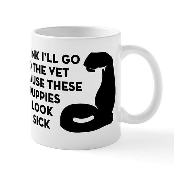 CafePress - Sick Puppies Biceps - 11 oz Ceramic Mug - Novelty Coffee Tea Cup