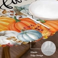 thumbnail image 3 of Orange Pumpkin Gnomes Fall Round Tablecloth, Fitted Table Cover with Elastic for 36"-44" Round Tables, Branches Leaves Thanksgiving Rustic Table Cloth Outdoor Dinning Party Waterproof Tablecloths, 3 of 7