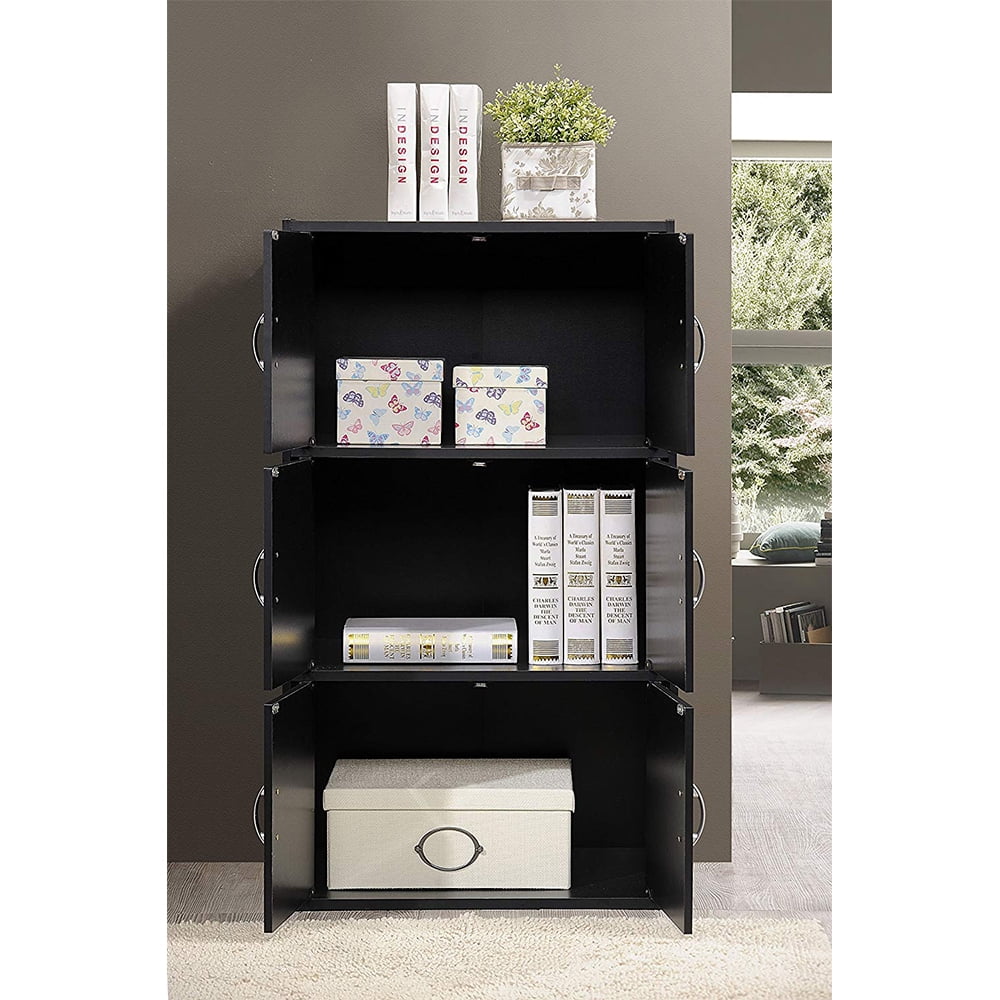 Home Indoor Decorative 3-Shelf, 6-Door Bookcase