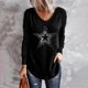 thumbnail image 2 of Camiseta de manga larga con cuello en V para mujer, blusa de lentejuelas brillantes, Tops tipo túnica Fridja FKASFK4611, 2 of 5