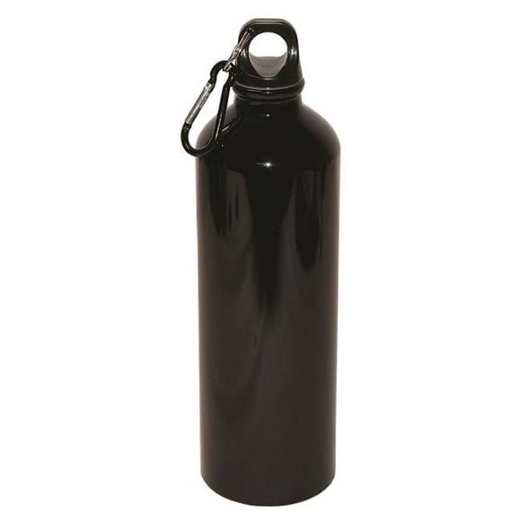 750 ml 25 oz Aluminum Water Bottle with Carabineer - Black