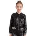thumbnail image 3 of Doomiva Kids Boys Girls Jazz Hip Hop Dance Costume Shiny Leather Jacket Sweatshirt with Sweatpants Black 12, 3 of 6